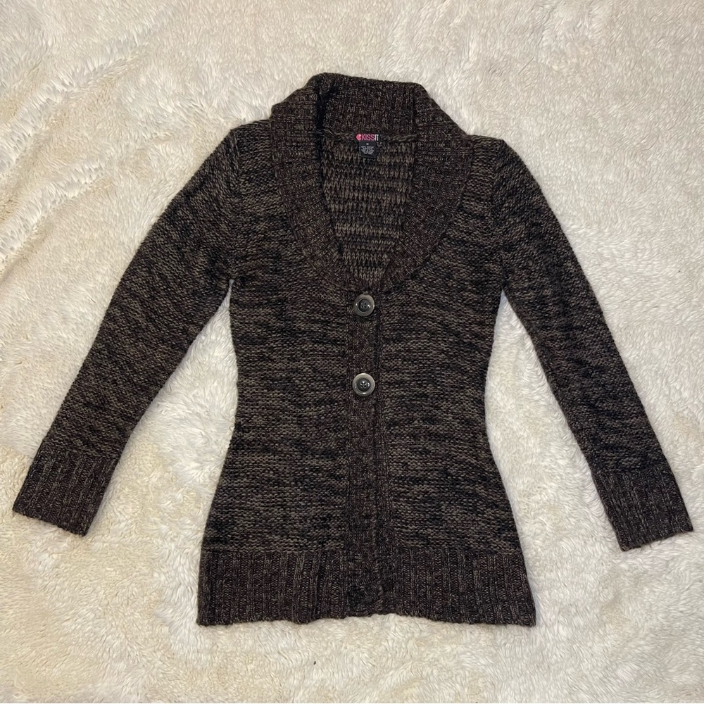 Brown Knit Sweater w/ Collar